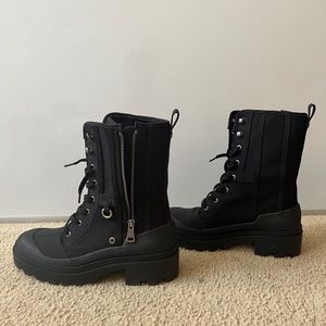 Zara fabric zipper combat boot